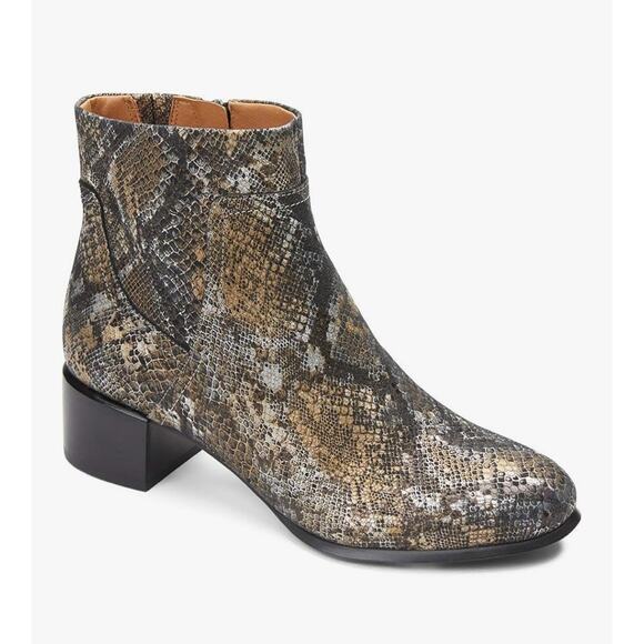Vionic Vivien Kamryn Waterproof Ankle Boot snake print metallic bootie new sz 8 - Picture 1 of 5